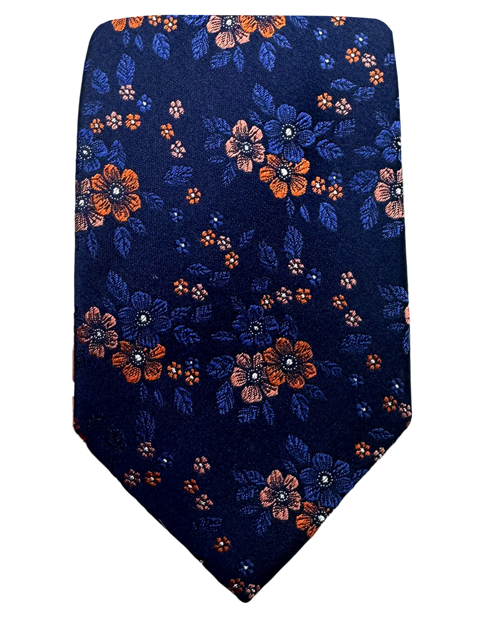 DÉCLIC Aiden Floral Tie for Men - Blue Silk Necktie for Wedding, Business & Formal Occasions