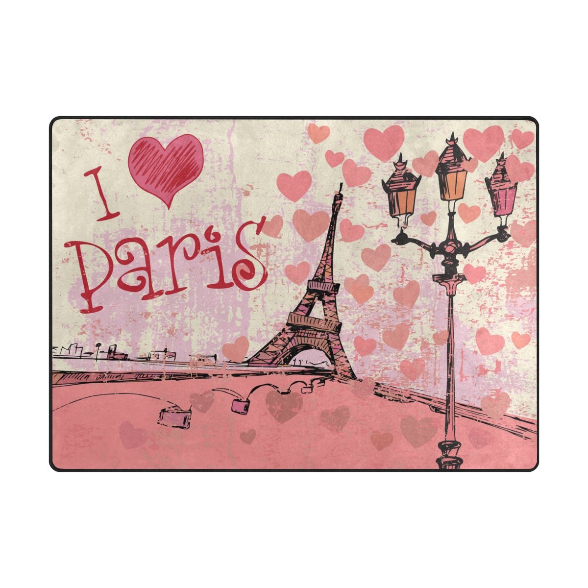 ALAZA I Love Paris Eiffel Tower Area Rug - Soft Non-Slip 5'3