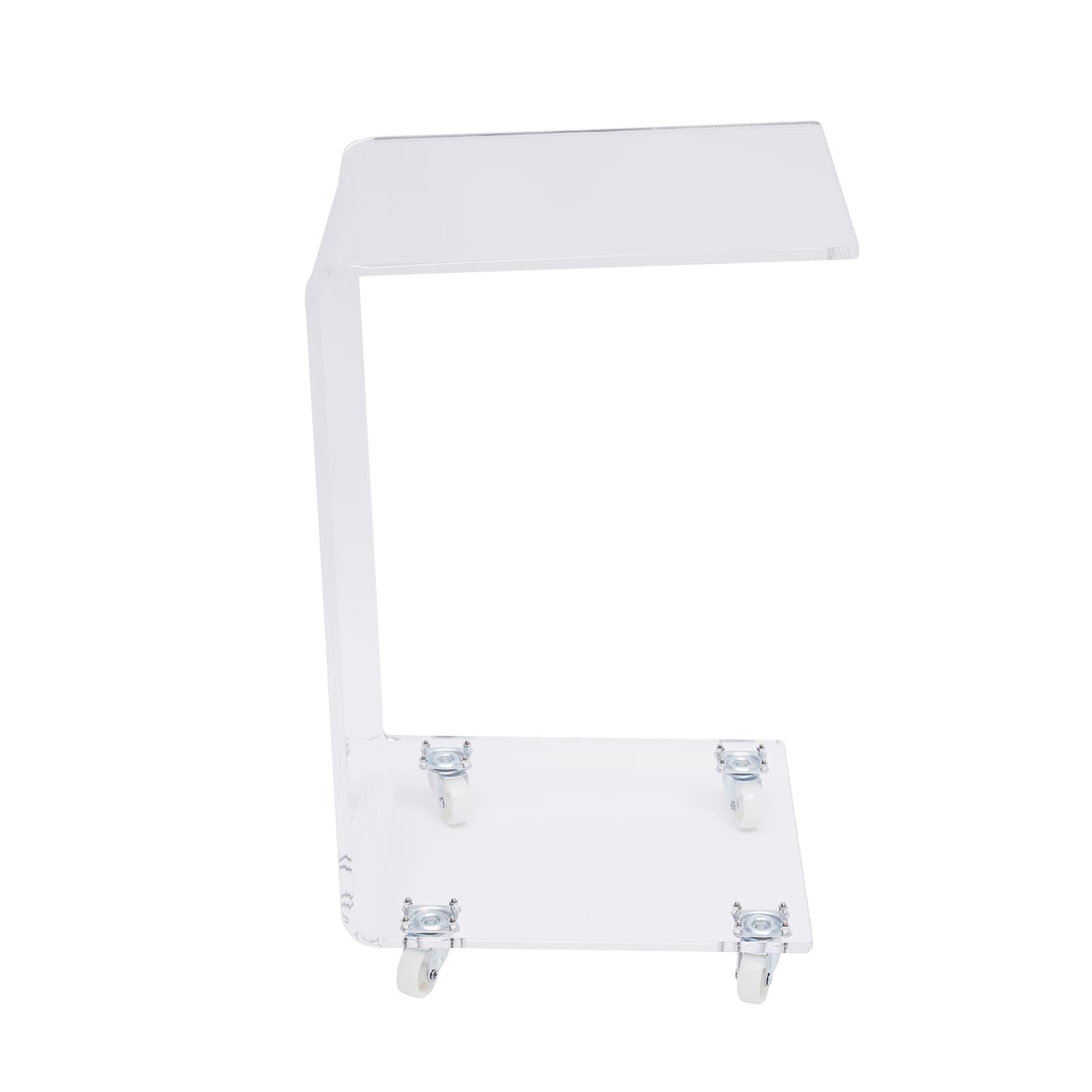Modern C-Shaped Acrylic Side Table with Wheels - Translucent End Table, Sofa Table & Nightstand - Perfect for Living Room, Bedroom & Office Decor - Sturdy Snack Table & Display Stand for Home & Commercial Use