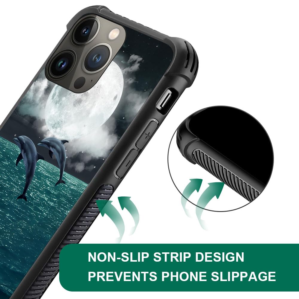 Durable Shockproof iPhone 12 Mini Case with Cute Two Dolphins Flying Graphic - Anti-Scratch Hard PC Back Cover for Girls (Perfect for School, Travel & Everyday Protection)