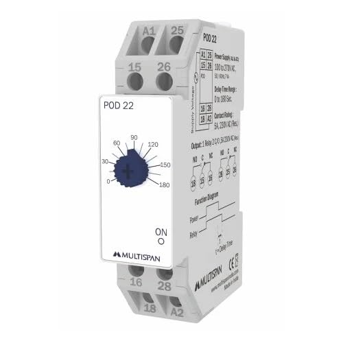 Multispan DIN Rail Timer POD-22 Power Off Delay Timer 90 x 22.5 x 72mm - Industrial Automation & Electrical Control Panel Use