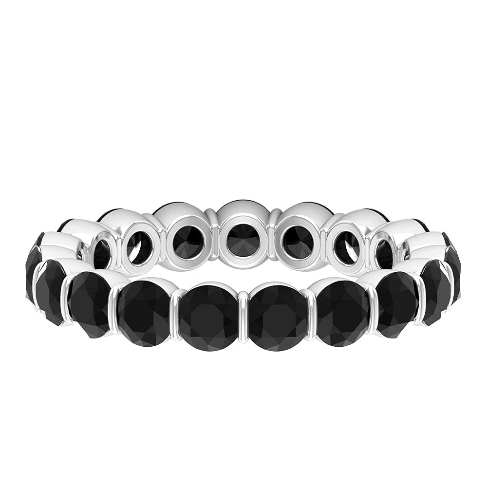 2.75 CT Black Onyx Full Eternity Ring for Women - 14K Solid Gold Wedding Band, Stackable Bar Set Ring, Anniversary Gift for Her - Perfect for Bridal Jewelry, Stacking Rings & Special Occasions