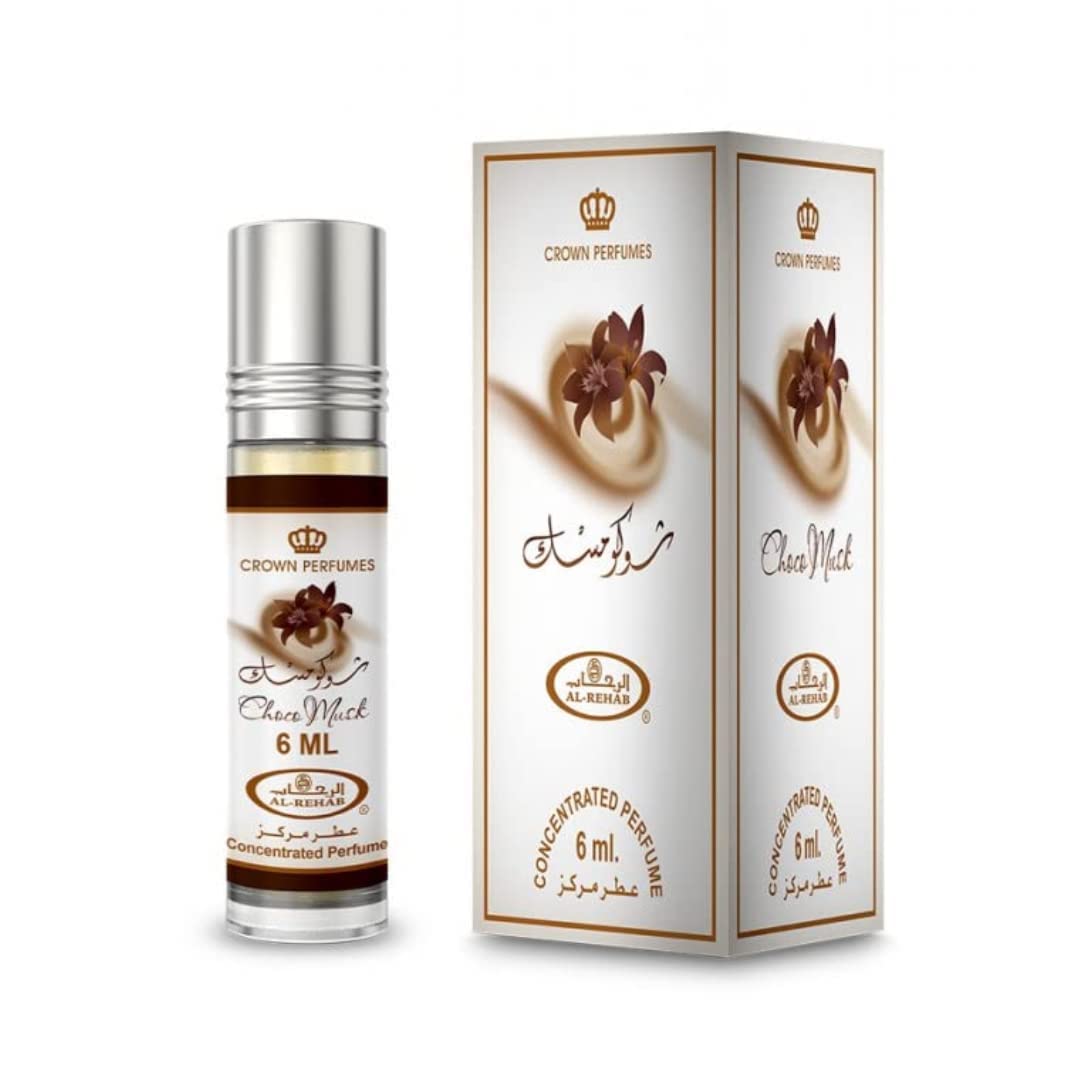 Al-Rehab Choco Musk Perfume Oil - 6ml (.2 oz) - Chocolate & Musk Scented Fragrance Oil for Women & Men - Perfect for Date Night, Gifts & Daily Wear