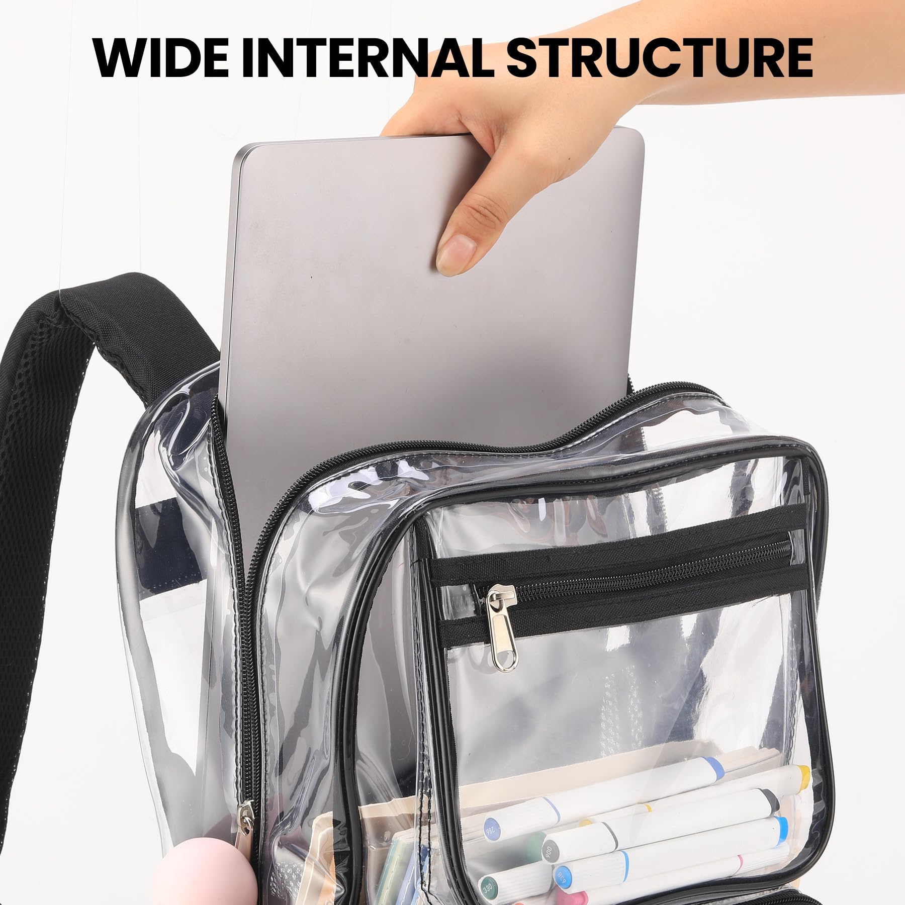 Clear Backpack and Double Lunch Bag Set for Kids - Stylish Black School Essentials for Daily Use & Travel