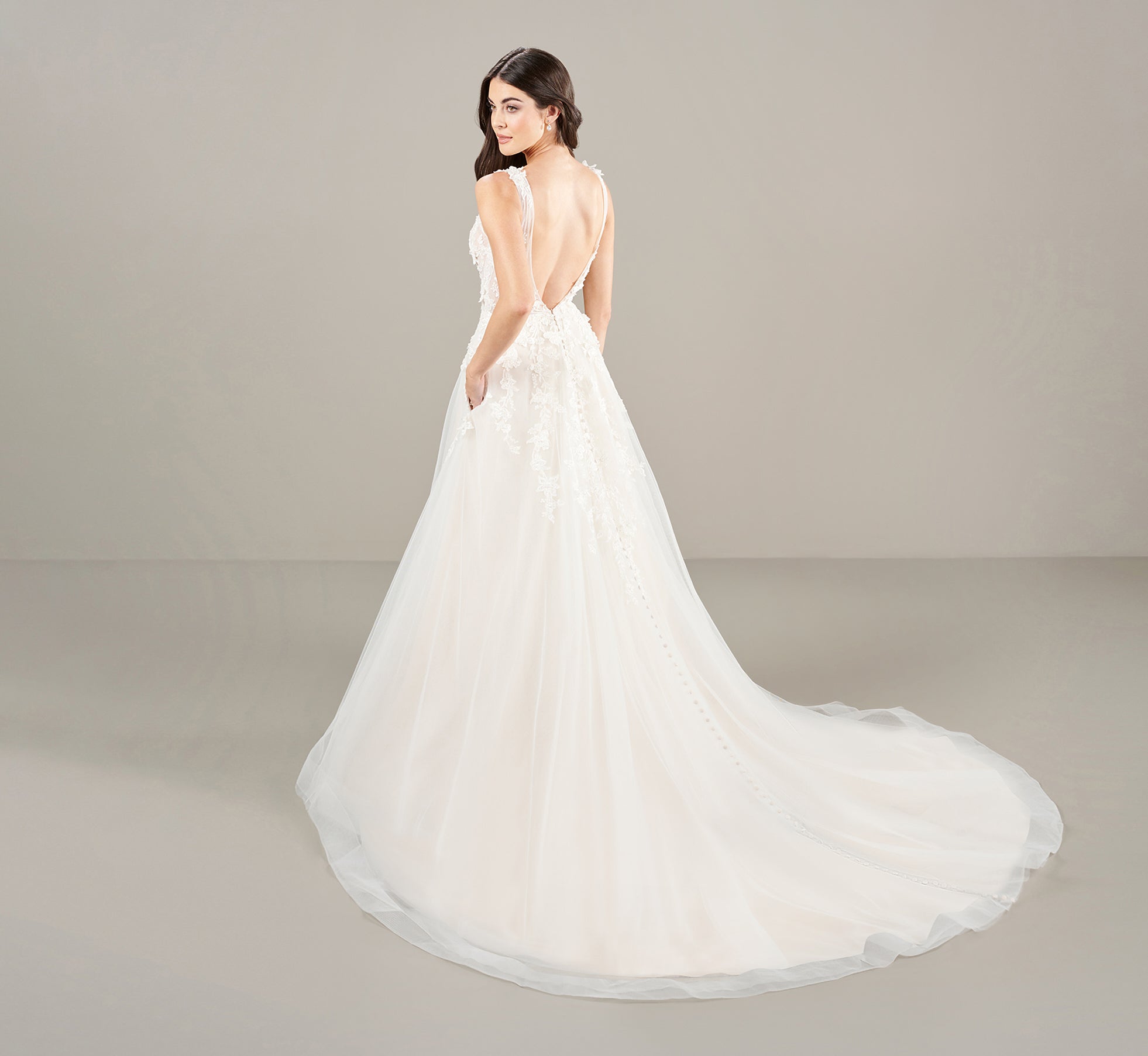 Elegant Ivory Almond Plunging V-Neck A-Line Gown for Evening Gala, Wedding Guest Dress & Formal Occasions