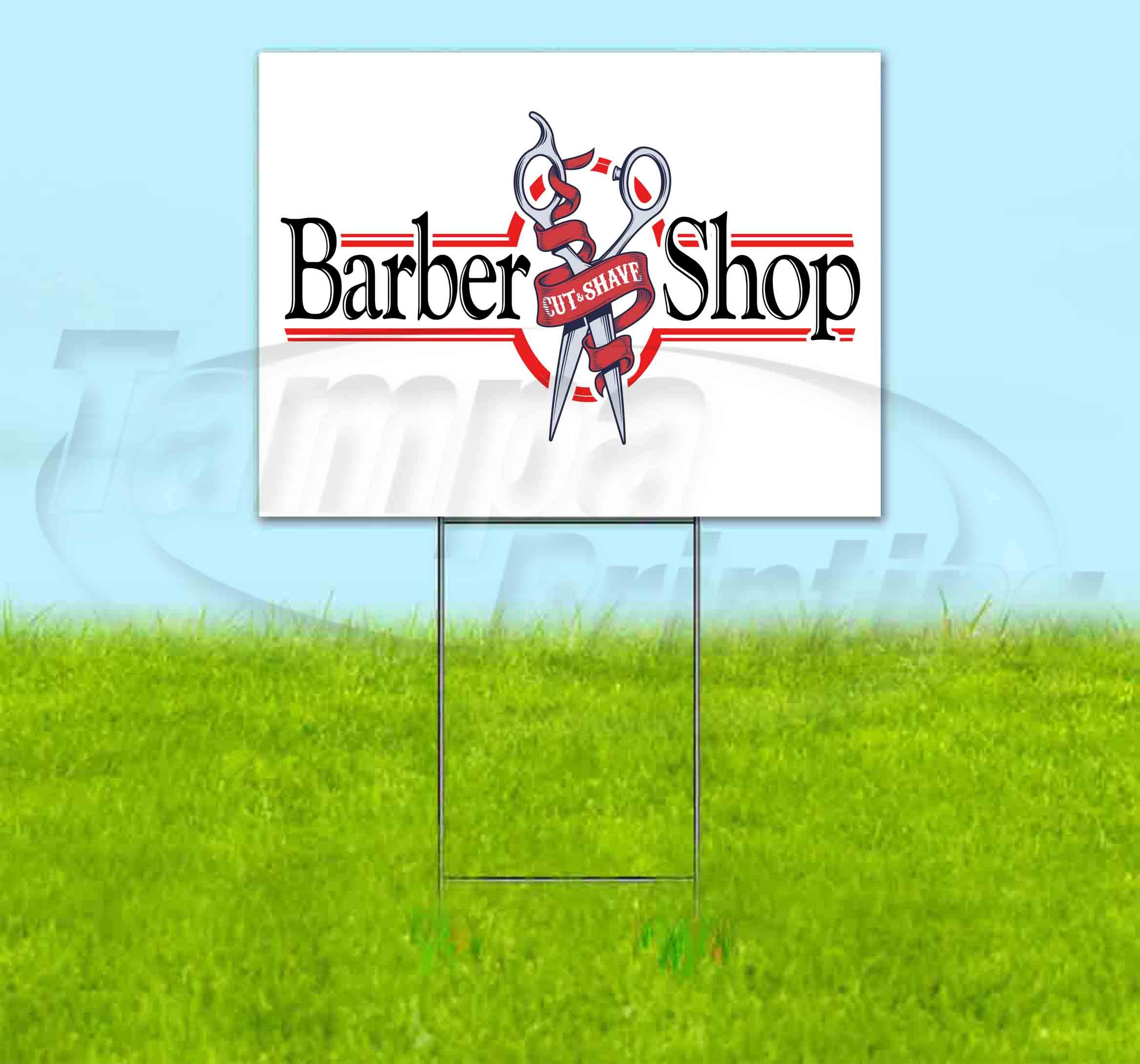Vintage Barber Shop Yard Sign 18x24 Inches - Old School Style with Metal Step Stake - Bulk Discounts & Multi-Packs Available - Perfect for Barber Shops, Salons & Retro Business Advertising