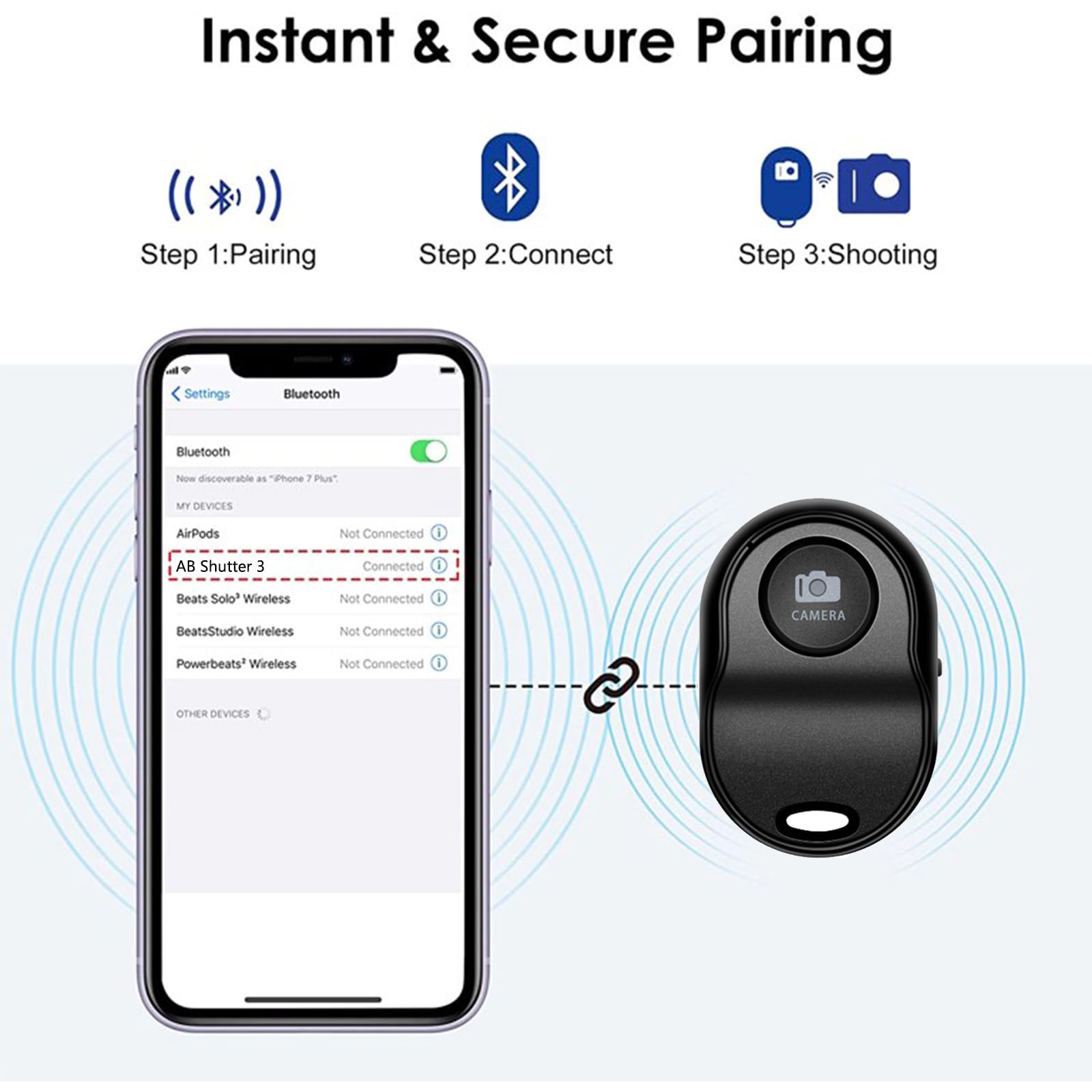 3-Pack Wireless Bluetooth Camera Remote Shutter for iPhone Android iPad - Adjustable Wrist Strap Selfie Clicker for Photos & Videos | Perfect for Group Shots, Vlogging & Hands-Free Photography