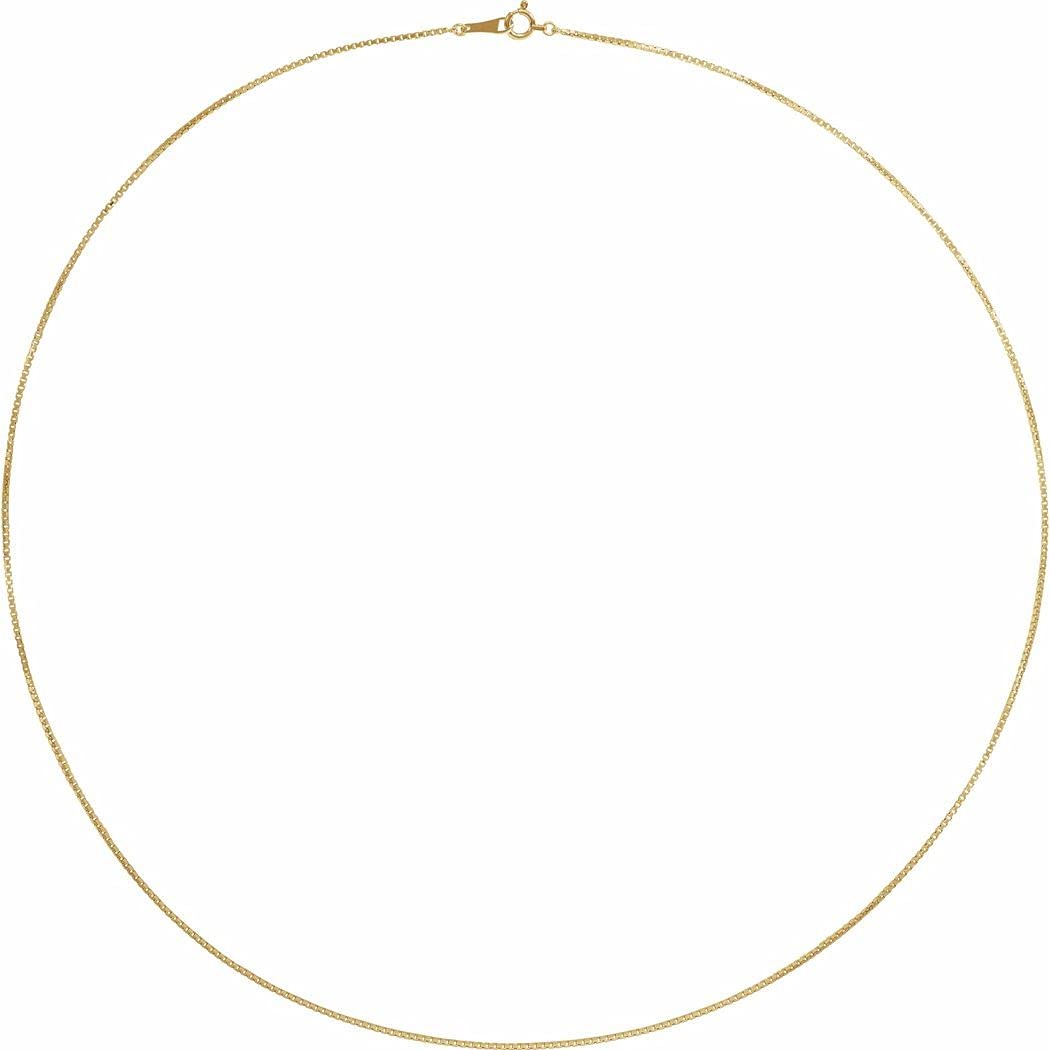 18K Yellow Gold 1mm Box Chain Necklace with Spring Ring Clasp - Dainty Jewelry for Women & Men | Perfect for Layering, Gift Giving & Everyday Wear