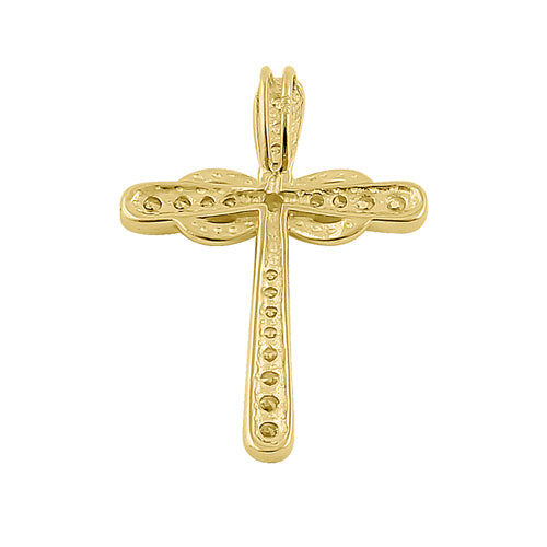 14K Solid Yellow Gold Relic Cross CZ Pendant Necklace for Women - Elegant Religious Jewelry Gift for Baptism, Confirmation & Everyday Wear
