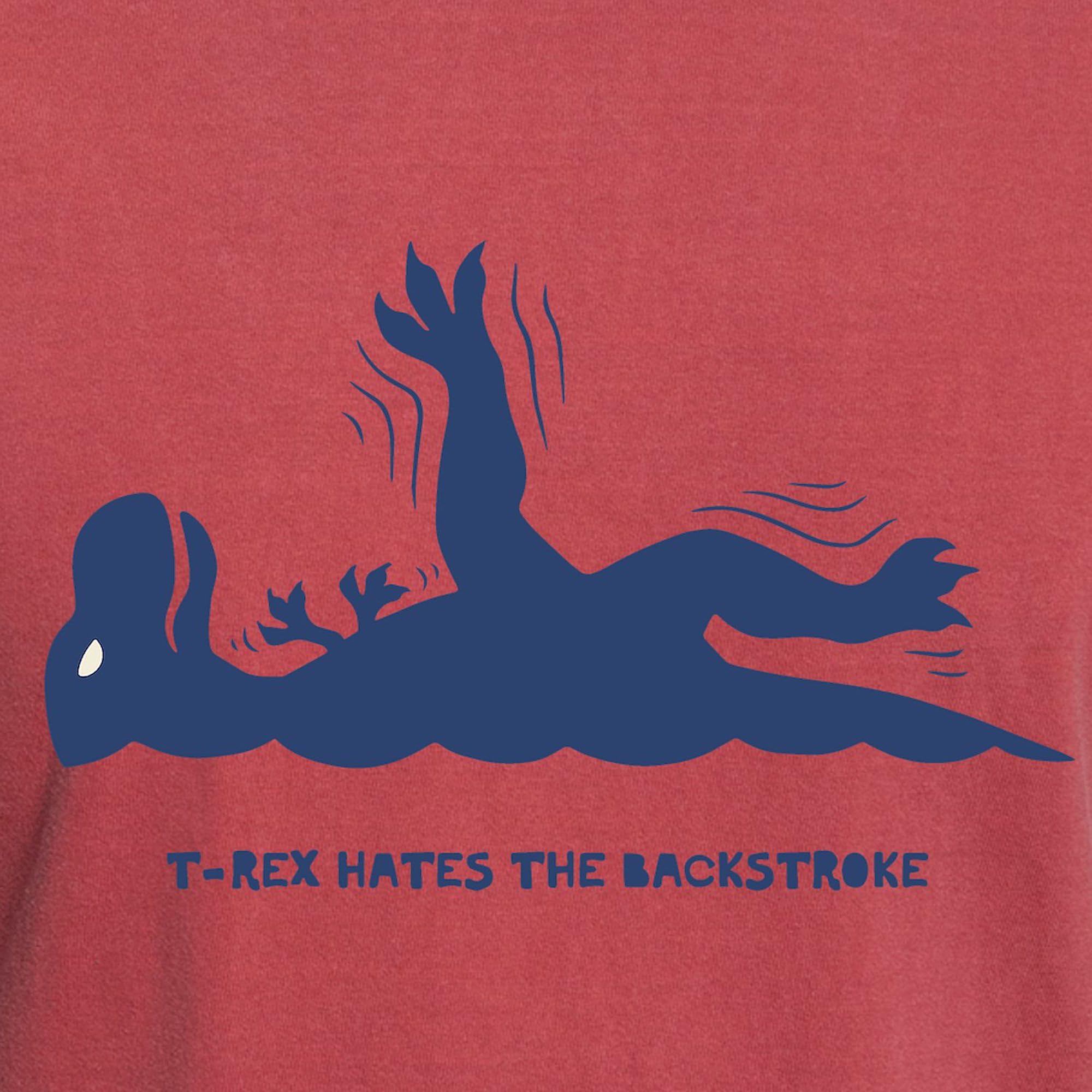 Men's Comfort Colors T-Rex Backstroke Graphic T-Shirt | Dinosaur Theme Casual Tee for Everyday Wear & Funny Gifts