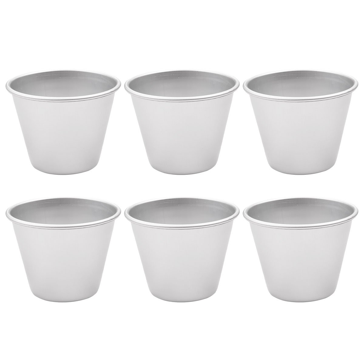6-Pack Nonstick Mini Anodized Aluminum Pudding Cups - Chocolate Molten Lava Cake Pans, Popover Molds, Ice Cream Containers for Baking & Dessert Making (Silver, Size A) - Perfect for Home Baking, Party Treats & DIY Dessert Creations