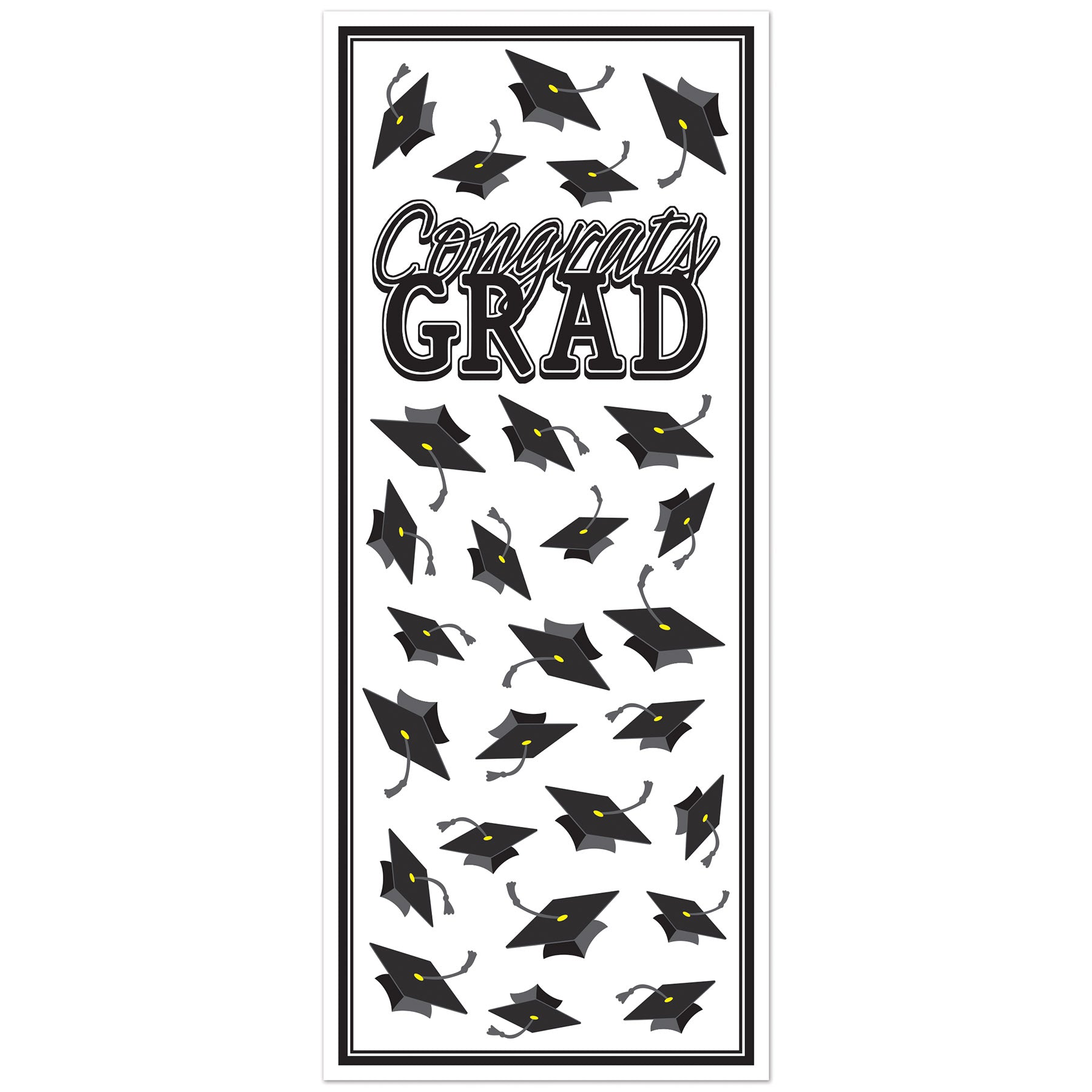 12 Pack Beistle Black Congrats Grad Door Cover - Graduation Party Decorations for High School & College Celebrations - Perfect for Home, School & Office Decor