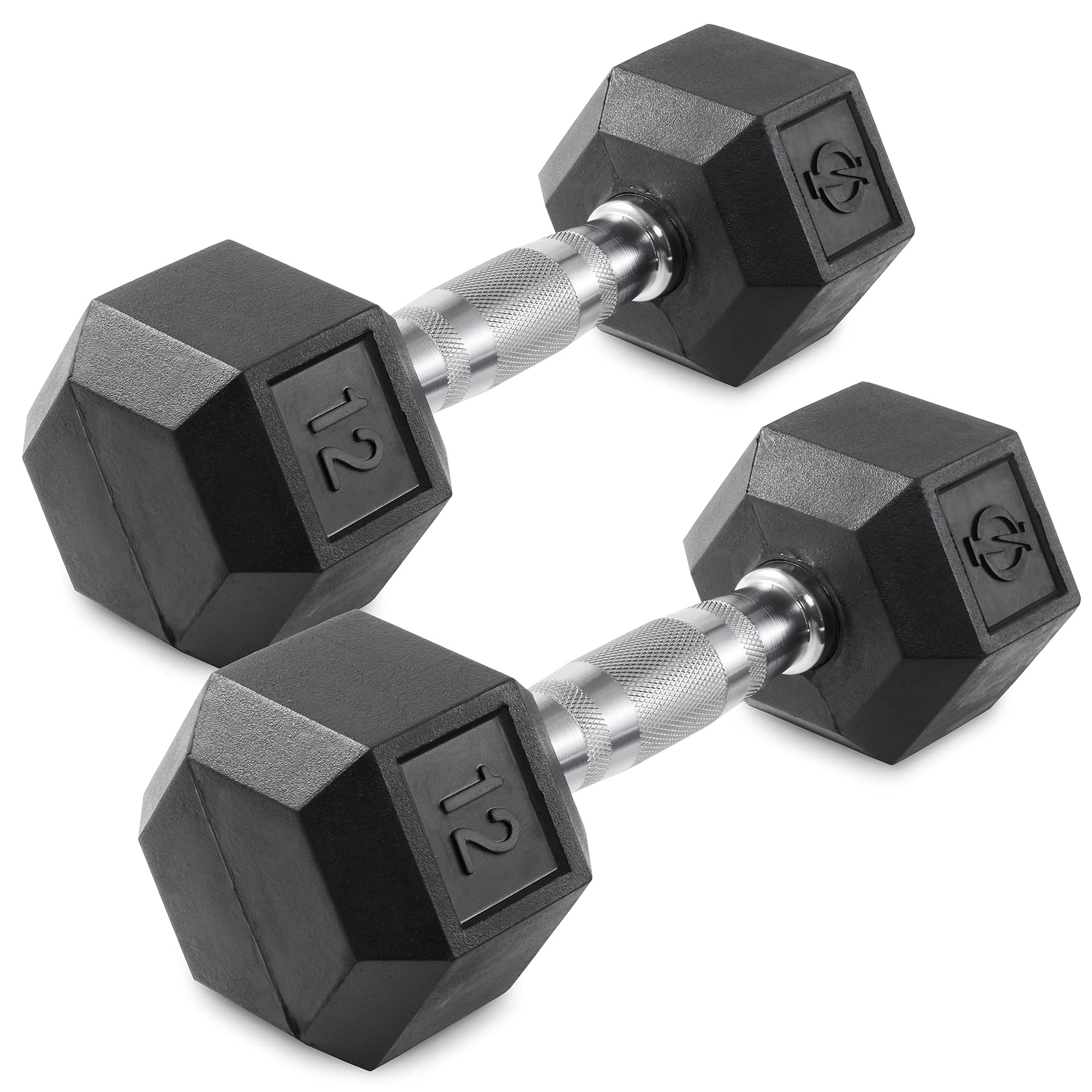 Rubber Coated Hex Dumbbell Set - Pair of 2 for Home Gym & Strength Training | Non-Slip Grip for Weight Lifting, CrossFit & Fitness Workouts