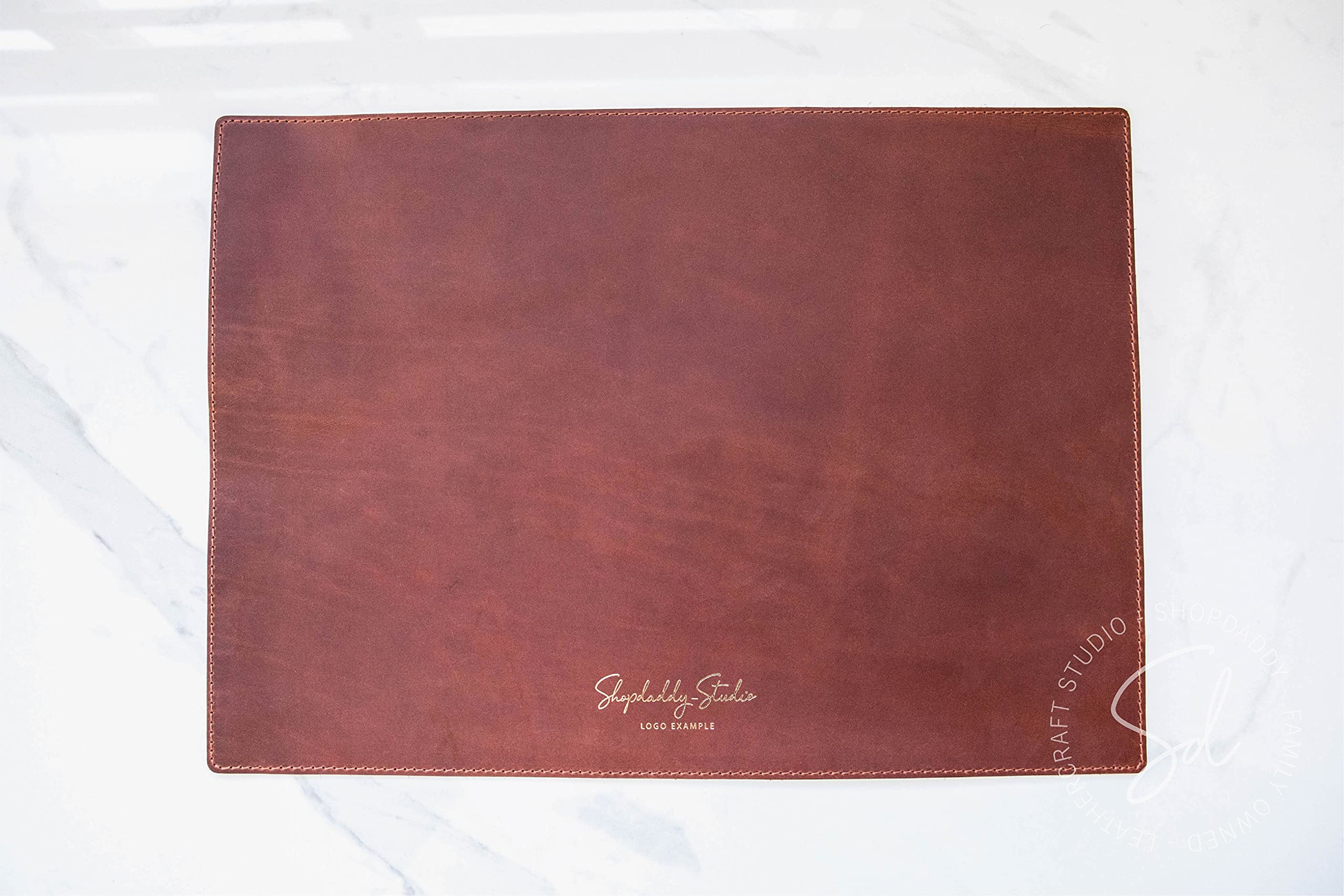 Brown Leather Placemats with Stitching - Heat Resistant Table Mats Set for Dining, Rustic Farmhouse Decor, Washable & Durable Plate Mats for Everyday Use, Dinner Parties & Holiday Tablescapes