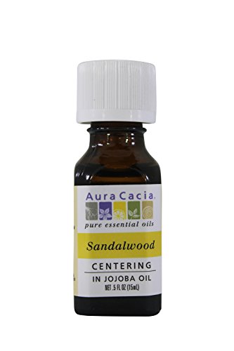 Aura Cacia Sandalwood Jojoba Essential Oil - 0.5 Oz | Pure & Natural Aromatherapy Oil for Relaxation, Massage & Diffuser Use