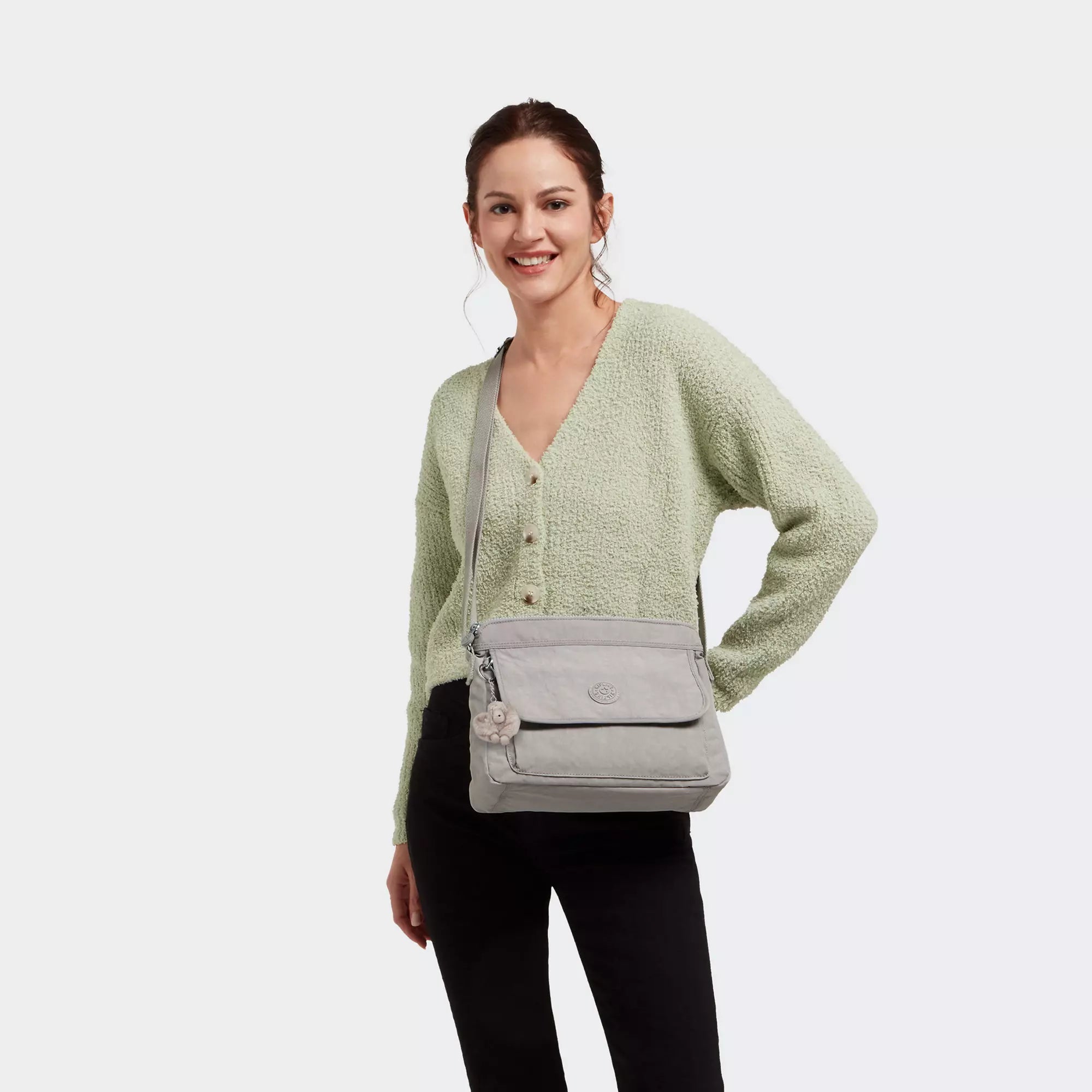 Kipling Aisling Crossbody Bag - Light Grey, Stylish & Durable for Women | Perfect for Travel, Work & Everyday Use