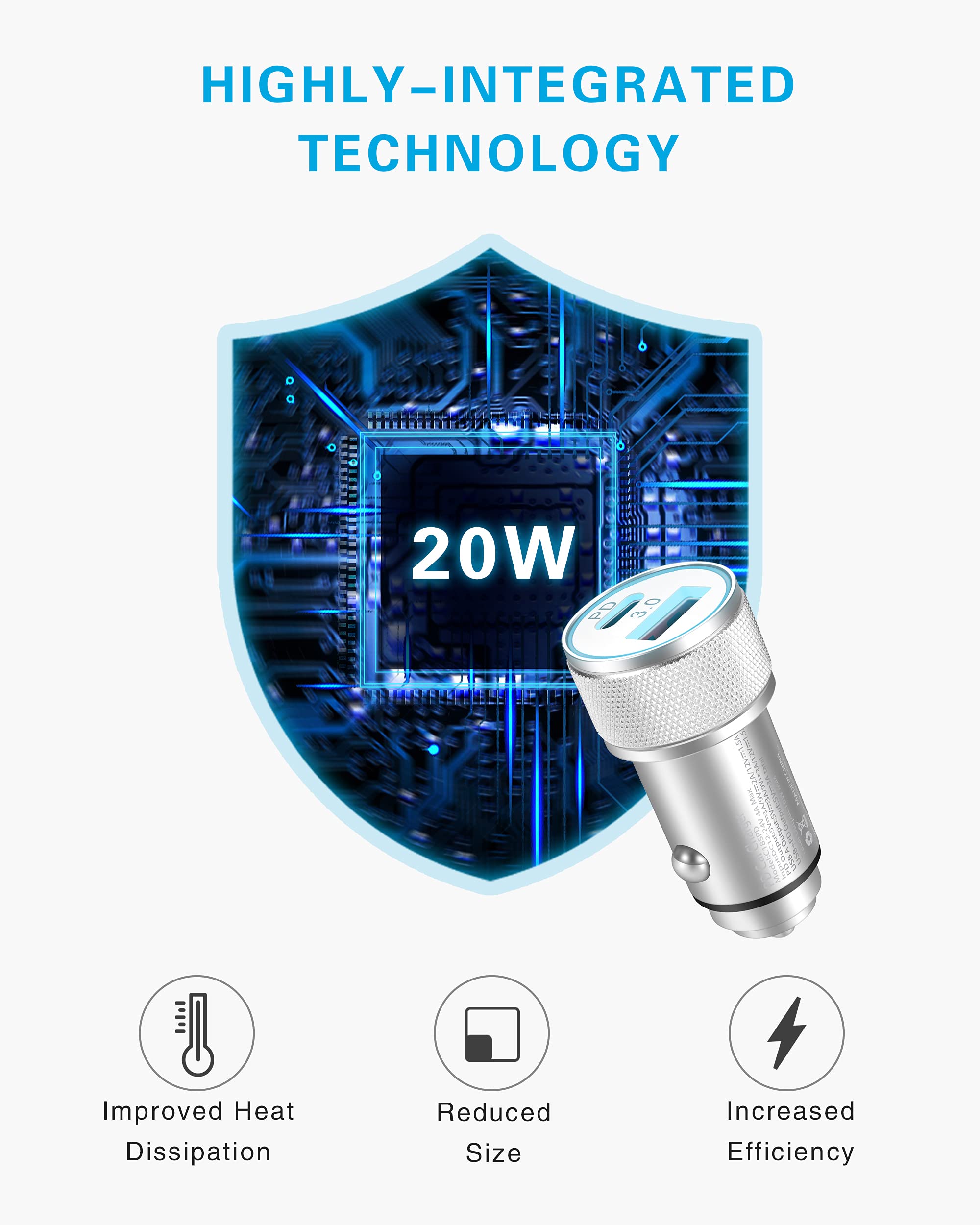 LUOSIKE 20W USB C Car Charger with 1m Lightning Cable, PD & QC3.0 Fast Charging Adapter for iPhone 14/13/12/11/Pro Max/Mini/SE/XS/XR/X/8 Plus - Perfect for Road Trips & Daily Commute Charging