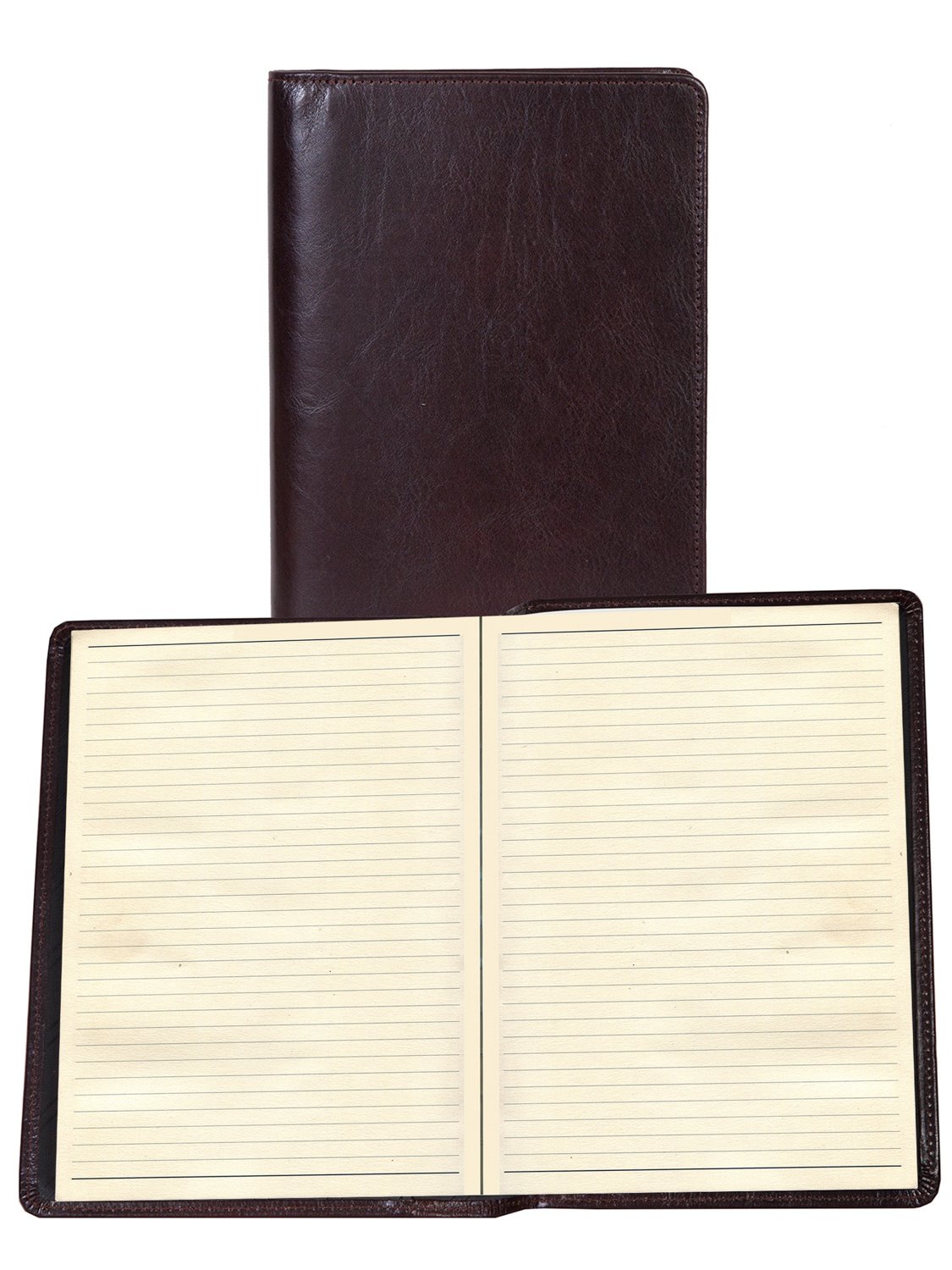 Premium Italian Calfskin Leather Notebook - Walnut Brown Lined Journal for Writing, Business & Personal Use | Perfect Office Desk Diary, Travel Journal & Gift Idea