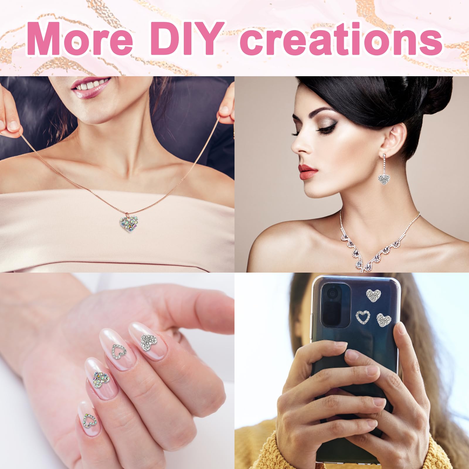 40Pcs Heart-Shaped Nail Charms - 3D Alloy Rhinestone Nail Gems for Valentine's Day & Wedding Manicure | Nail Art Supplies for Women & Girls | Perfect for DIY Nail Designs, Bridal Parties & Gift Giving