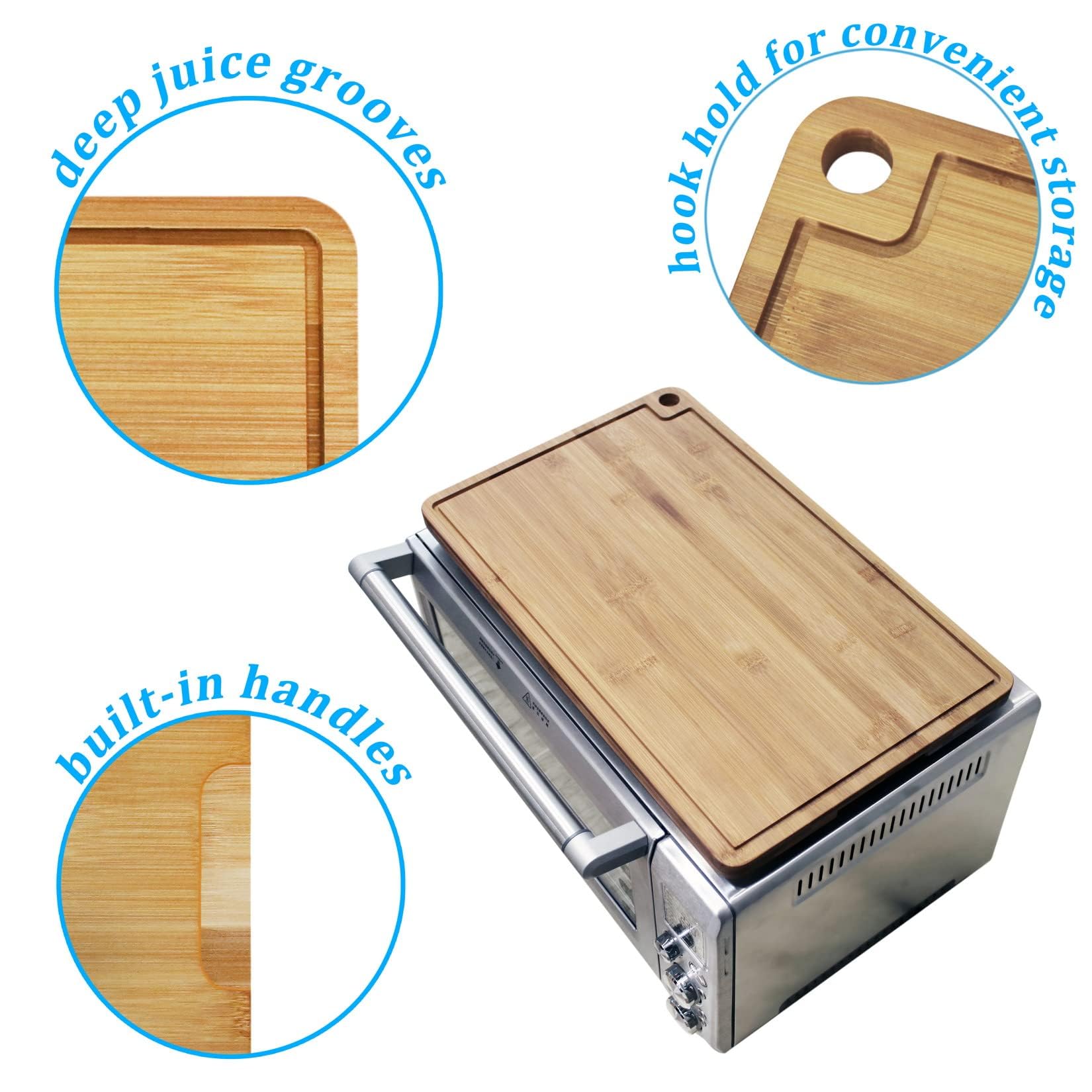 Premium Bamboo Wood Cutting Board for Breville BOV800XL 860BSS 845BSS Smart Toaster Oven - Heat Resistant with Silicone Feet & Rack Push Accessories - Space Saving Kitchen Organizer for Baking, Toasting & Meal Prep