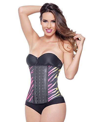 Ann Michell Waist Training Corset Latex Cincher for Women - 3 Hook Closure, Size M/36, Fashionable Print Design - Perfect for Body Shaping, Postpartum Recovery, and Special Occasion Outfits