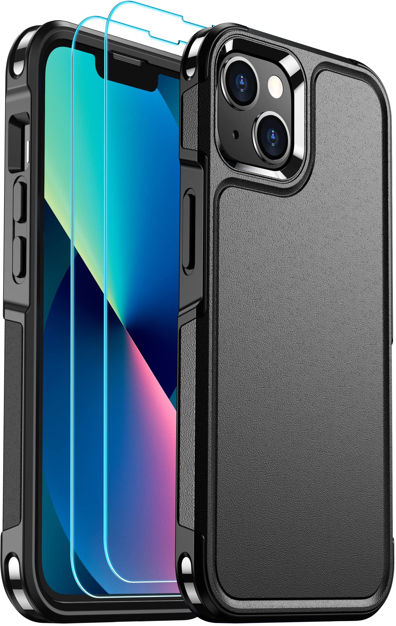 Red2Fire Shockproof Rugged iPhone 13/14 Case (6.1 inch) - Military Grade 12FT Drop Protection, Heavy Duty Full Body Cover with 2 Pack Tempered Glass Screen Protectors | Perfect for Outdoor Adventures, Construction Work & Extreme Sports