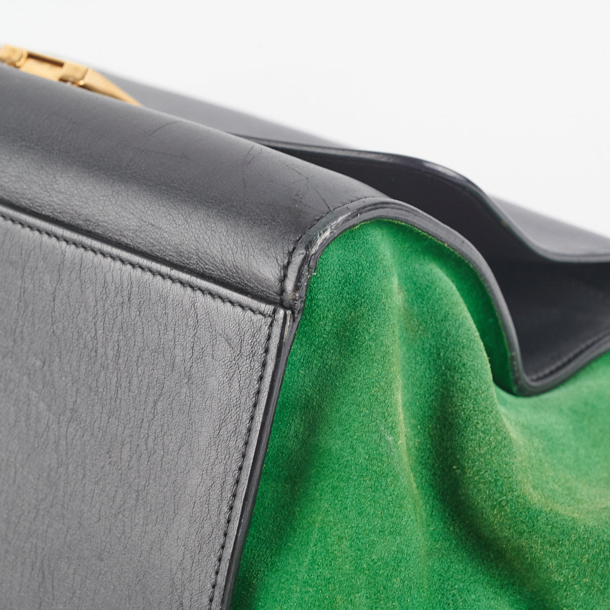Celine Trapeze Handbag in Green & Black | Luxury Leather Crossbody Bag for Women | Perfect for Work, Travel & Evening Events