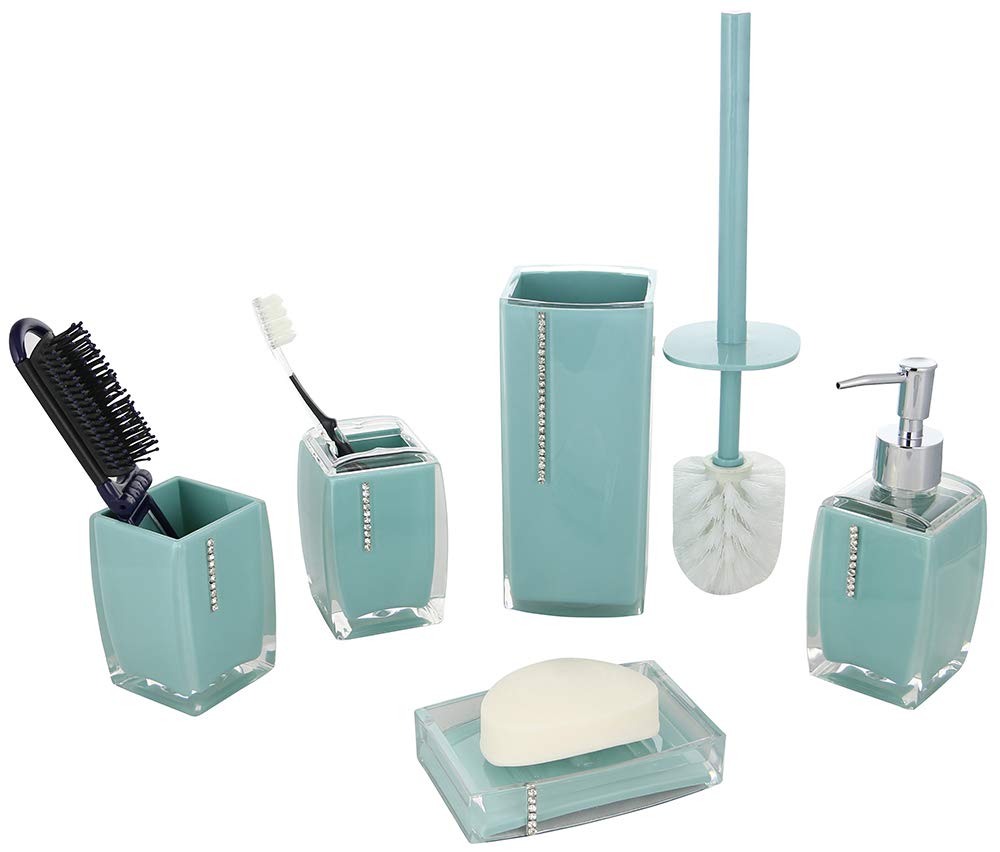 Turquoise Crystal Bathroom Set - 6pc for Spa & Home Decor