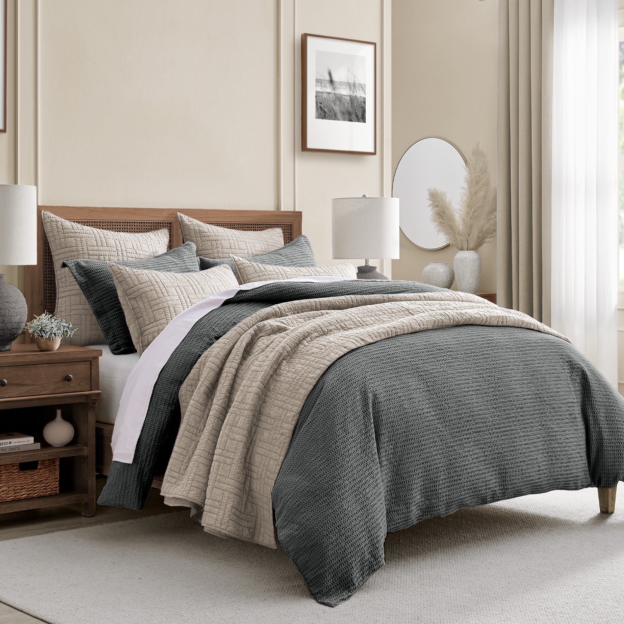 Premium Cloud Waffle Comforter Set - Ultra Soft Breathable Bedding for All Seasons | Cozy Home & Hotel Luxury Bedroom Decor