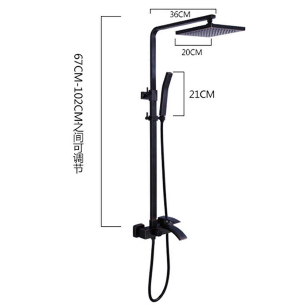 Premium Bronze Rainfall Shower Head Set - Wall Mounted Single Handle Bathroom Faucet with Oil-Rubbed Finish & ABS Handheld Shower - Perfect for Spa-Like Relaxation and Modern Bathroom Upgrades