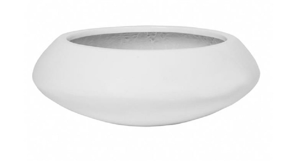 Modern White Fiberstone Round Planter Bowl - 6