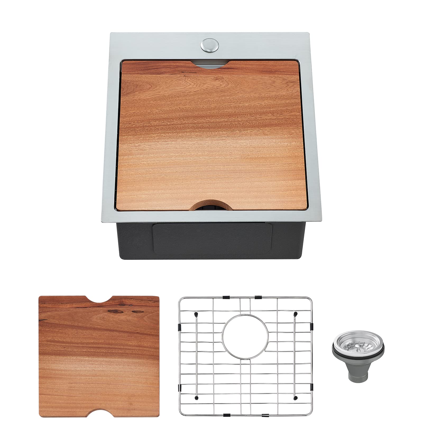 EcoChannels 17x19 Inch Stainless Steel Drop-in Bar Sink - Topmount Single Bowl Kitchen Workstation Sink for Home Bars and Compact Kitchens