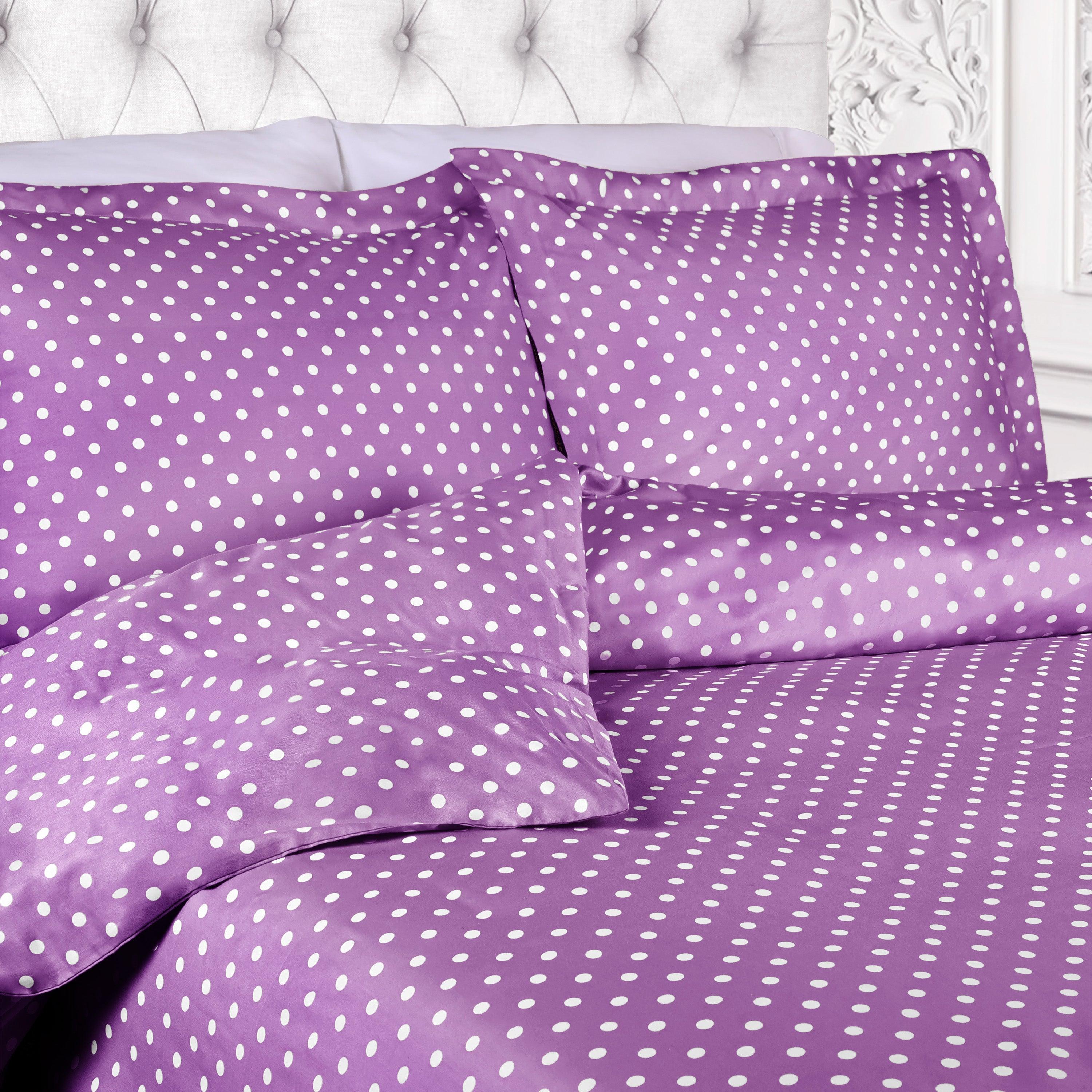 Premium 600 Thread Count Cotton Blend Polka Dot Duvet Cover Set - Soft & Breathable Bedding for Cozy Nights - Perfect for Master Bedroom, Guest Room & Dorm Decor