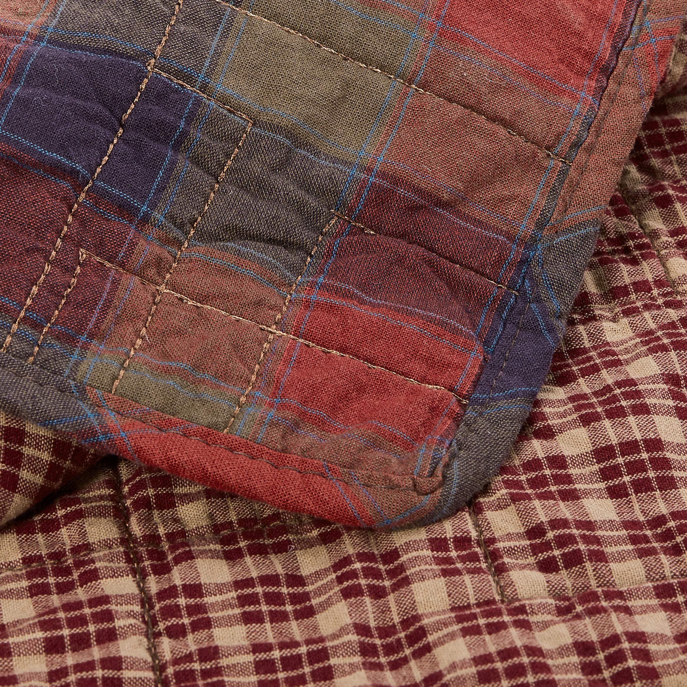 Donna Sharp Campfire Square Patchwork 100% Cotton King Size Quilt - Cozy Bedding for Cabin Retreats & Rustic Home Decor
