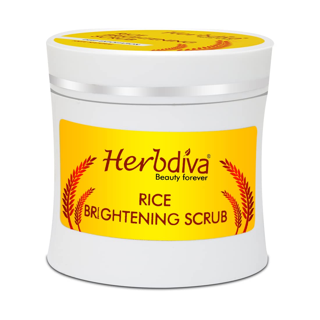 Herbdiva Rice Brightening Scrub 250ml - Enriched with Almond Oil & Shea Butter for Deep Exfoliation & Glowing Skin | Pure Natural Face Scrub for Dark Spots & Dullness | Perfect for Daily Skincare Routine & Spa Treatments