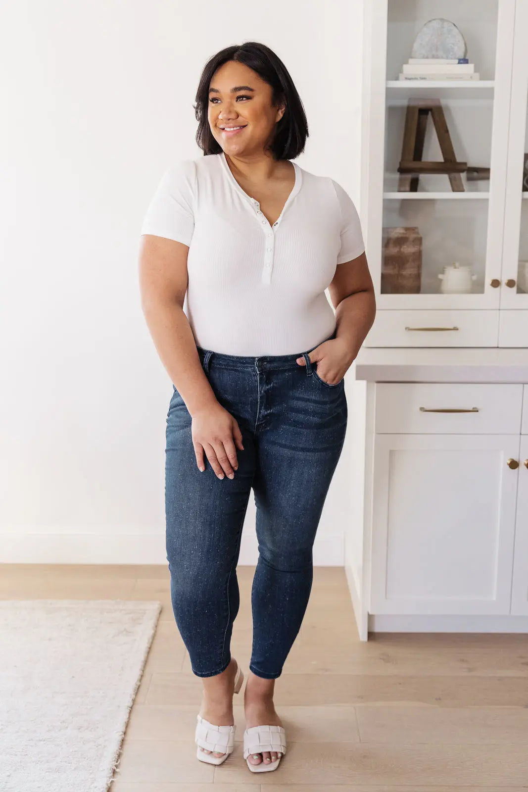 Mid Rise Relaxed Fit Mineral Wash Jeans for Women - Soft Comfort Stretch Denim Pants - Casual Everyday Wear for Work, Travel & Weekend Outfits