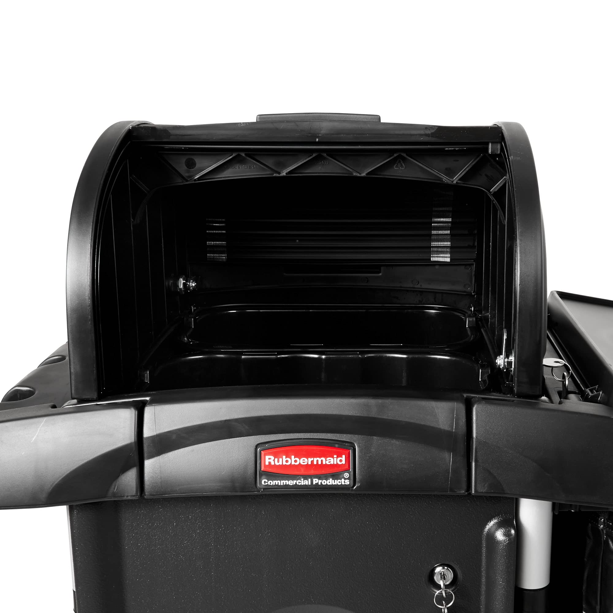 Rubbermaid Commercial Locking Security Hood for Utility Carts - Preassembled Black Cleaning Cart Accessory | Secure Storage for Janitorial Supplies & Cleaning Equipment
