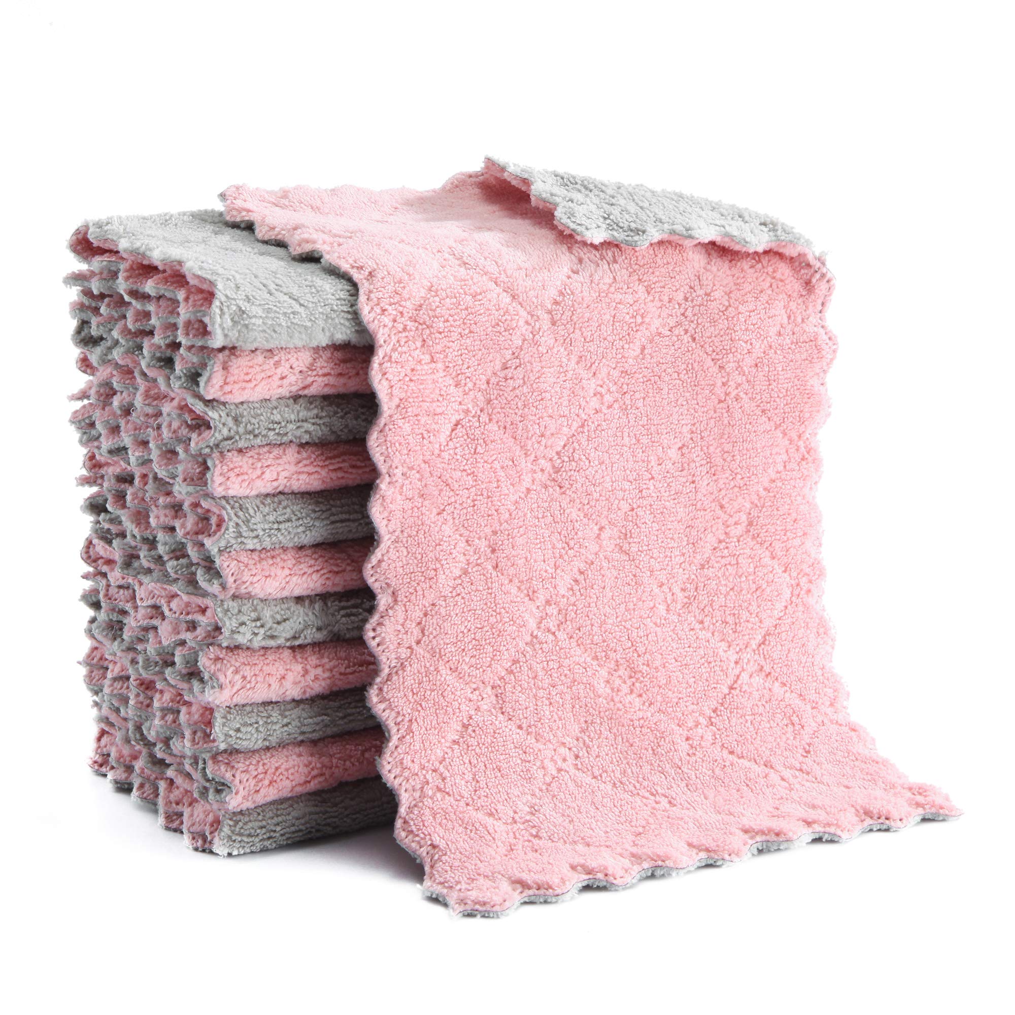 Premium Microfiber Cleaning Cloths - 12 Pack Ultra Absorbent Lint-Free Kitchen Towels & Car Detailing Cloths | Double-Sided for Dust, Dirt & Streak-Free Cleaning | Perfect for Dishes, Countertops, Windows & Auto Care