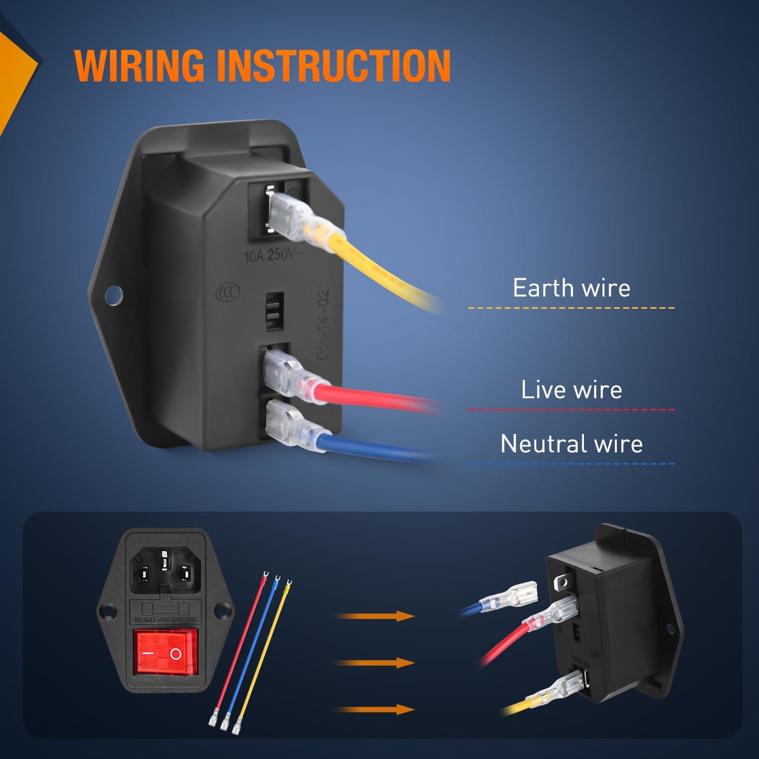 10A 250V AC Power Socket Inlet - Heavy Duty IEC320 C14 Plug Connector for Computers, Servers & Home Appliances - Perfect for Power Supplies, UPS Systems & Audio Equipment