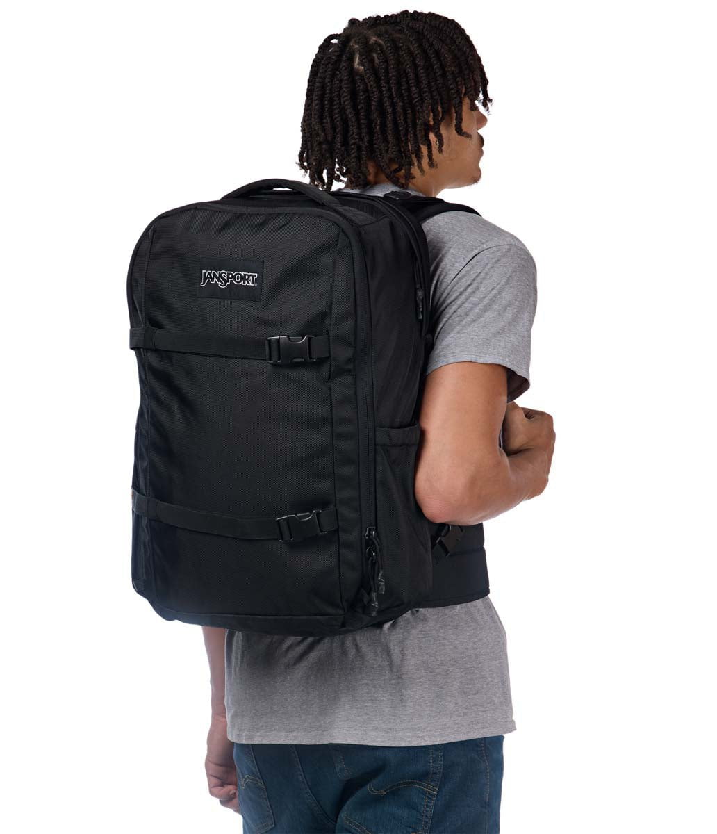 JanSport Venture Backpack - Lightweight & Durable Black Daypack for School, Travel & Outdoor Adventures | Water-Resistant & Comfortable for Hiking, Commuting & College