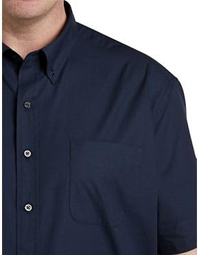 DXL Big & Tall Men's Poplin Short-Sleeve Sport Shirt - Comfortable Casual Button Down Shirts for Big & Tall Men - Perfect for Office, Summer Outings & Casual Wear