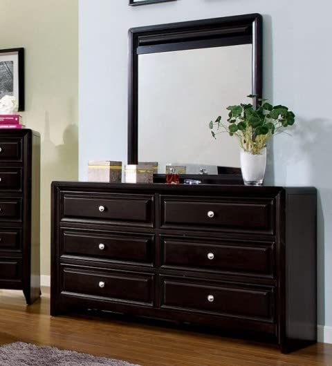 Furniture of America IDF-7058M Yorkville Espresso Transitional Wall Mirror - Elegant Home Decor for Living Room, Bedroom & Entryway