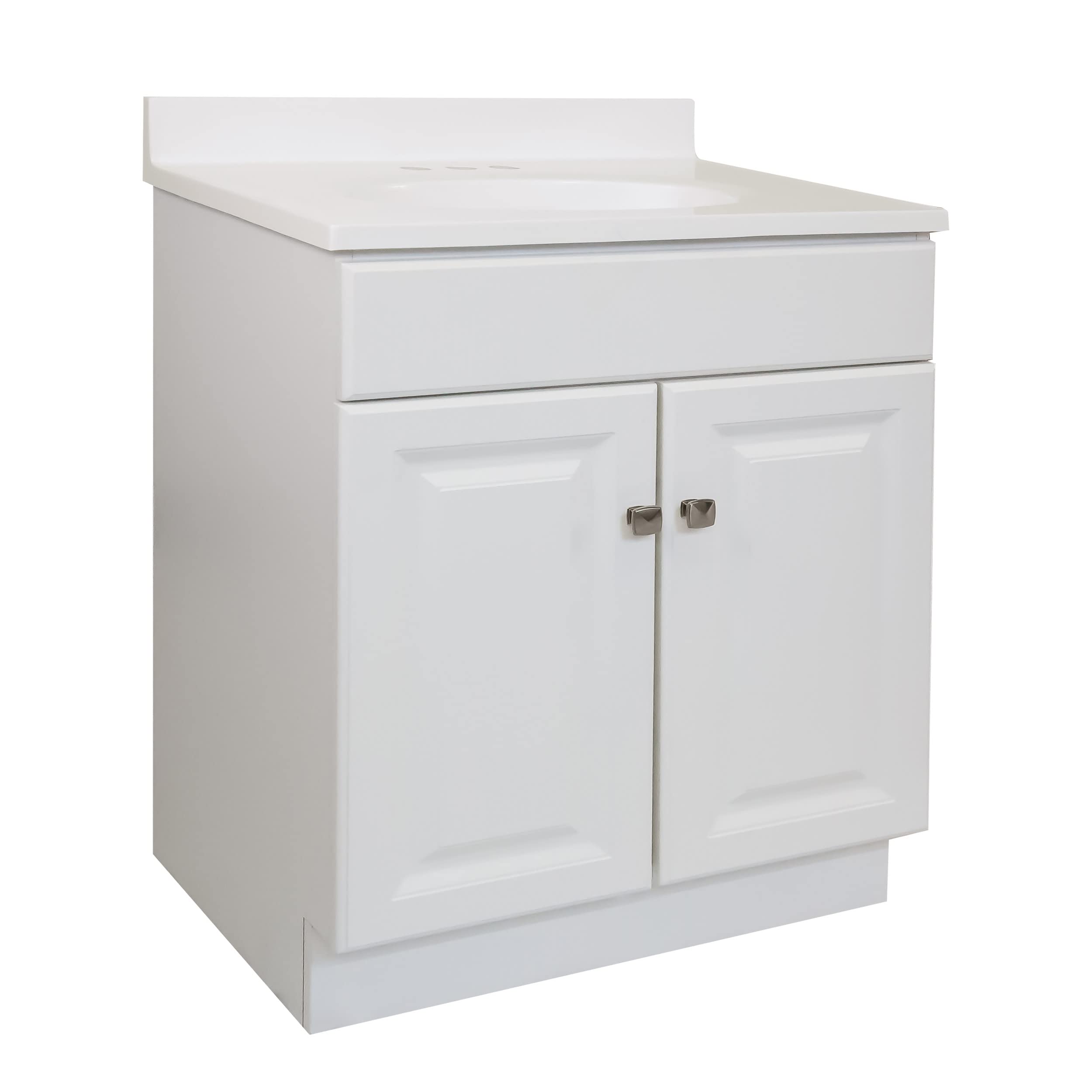 Design House 31-Inch Bathroom Vanity with Ivory Swirl Top – White Ready-to-Assemble Sink Cabinet for Small Bathrooms & Powder Rooms (Model 591222) – Perfect for Modern Homes, Apartments & Guest Baths