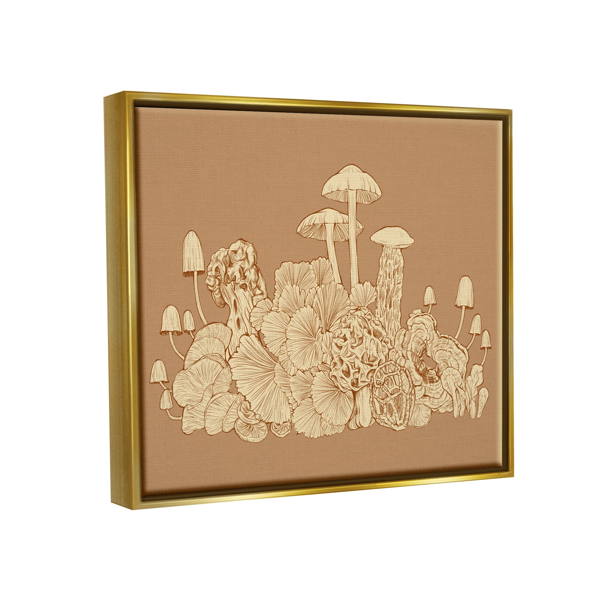 Stupell Industries Intricate Forest Mushrooms Plants Drawing in Neutral Tones by Ziwei Li - Nature-Inspired Wall Art for Living Room, Bedroom & Office Decor
