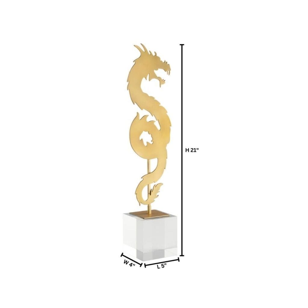 Cyan Design 11701 Haku Dragon Statue - Gold Finish Tall Asian Decor for Home & Office | Feng Shui, Zen Decor, Gift Idea