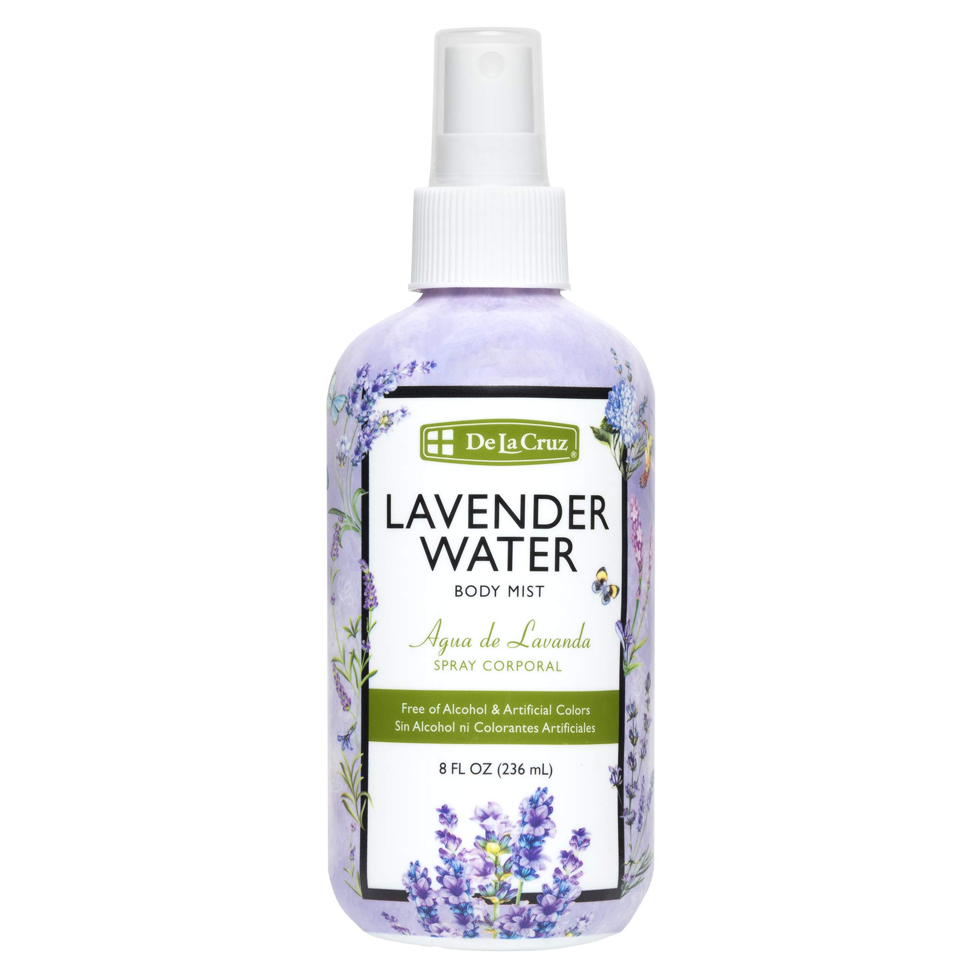 De La Cruz Lavender Water Body Mist - 8 fl oz (236 mL) Pure Lavender Essential Oil Spray for Relaxation & Aromatherapy | Perfect for Stress Relief, Yoga, Meditation & Home Spa Use