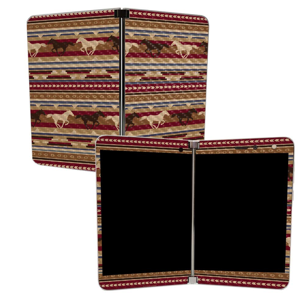 MIGHTY SKINS Carbon Fiber Skin for Microsoft Surface Duo - Western Horses Design | Protective & Durable Textured Cover | Easy to Apply | Made in USA | Perfect for Work, Travel & Everyday Use