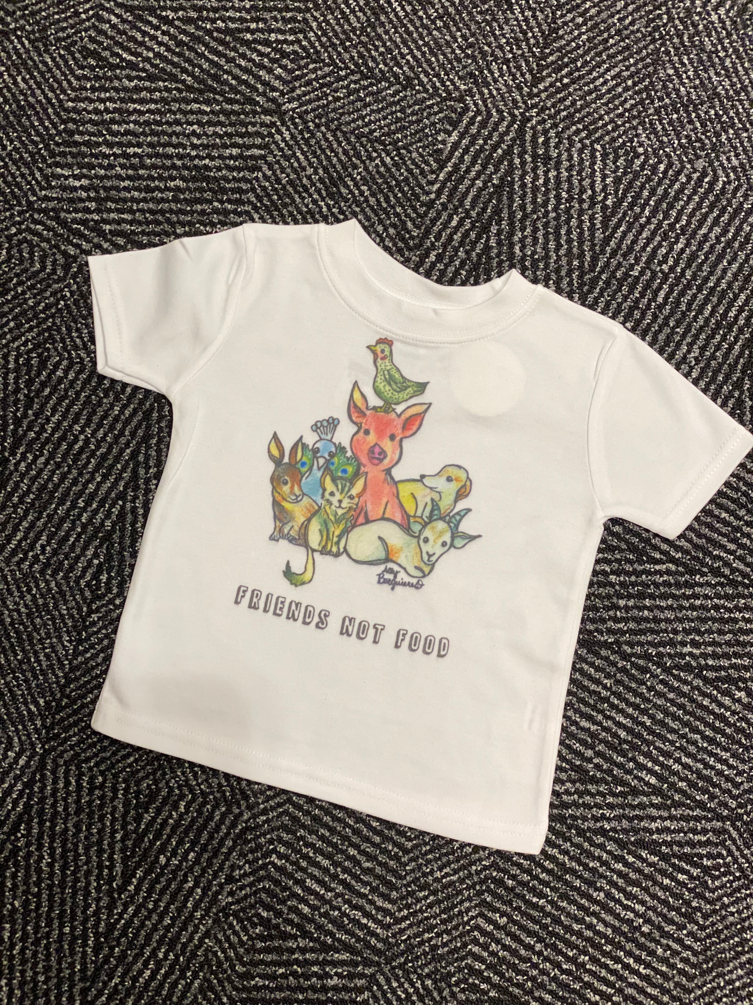Friends Not Food Toddler T-Shirt - Cute Animal Rights Tee for Kids | Vegan Friendly Cotton Top for Playdates & Preschool