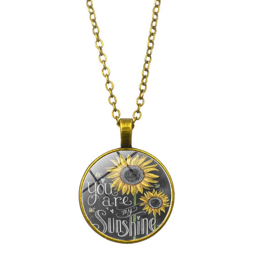Vintage Sunflower Pendant Necklace - 