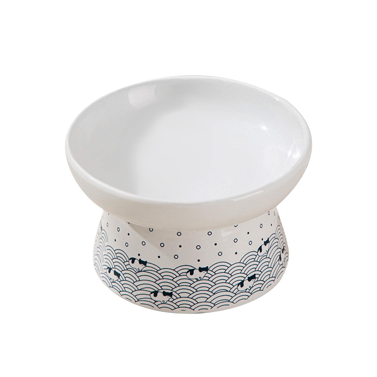 Raised Ceramic Cat Food Bowl - Stylish 15cmx9cm for Pets - Home & Travel Use